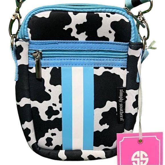 Simply Southern Neoprene Cow Large‎ and Mini Crossbody Purse Set Black White NWT - Picture 10 of 11